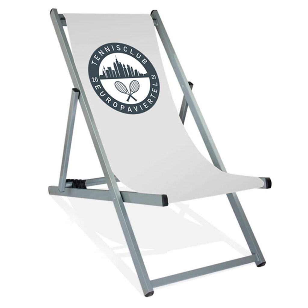 Aluminium Liegestuhl mit Logo bedrucken lassen