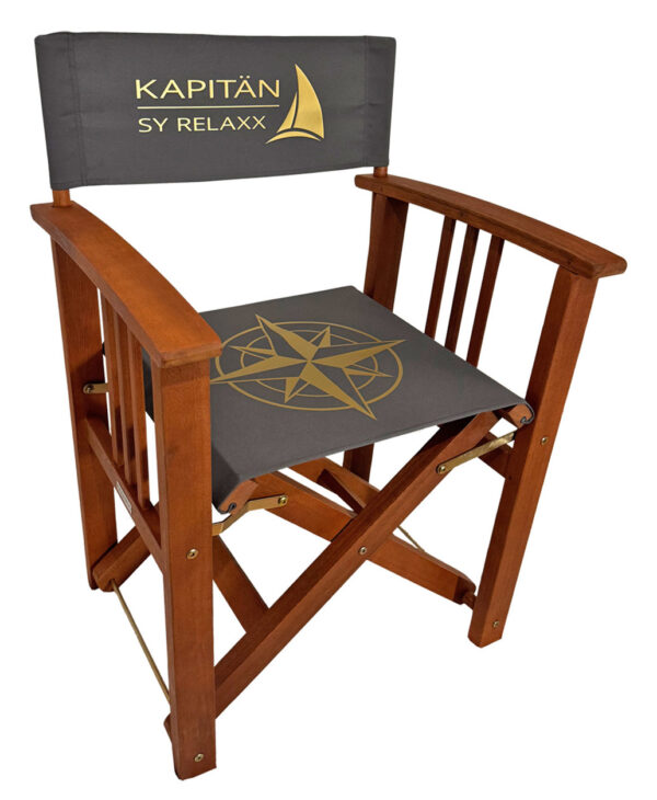 Massiver Regiestuhl Kapitän mit Deinem Namen, Logo oder Motiv