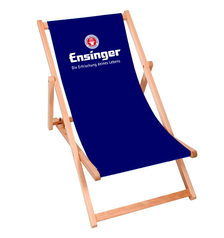 Liegestuhl mit Firmenlogo als Mitarbeitergeschenk