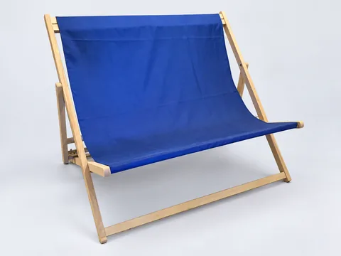 Blauer Doppelliegestuhl FOFFTEIN aus schräger Vorderansicht