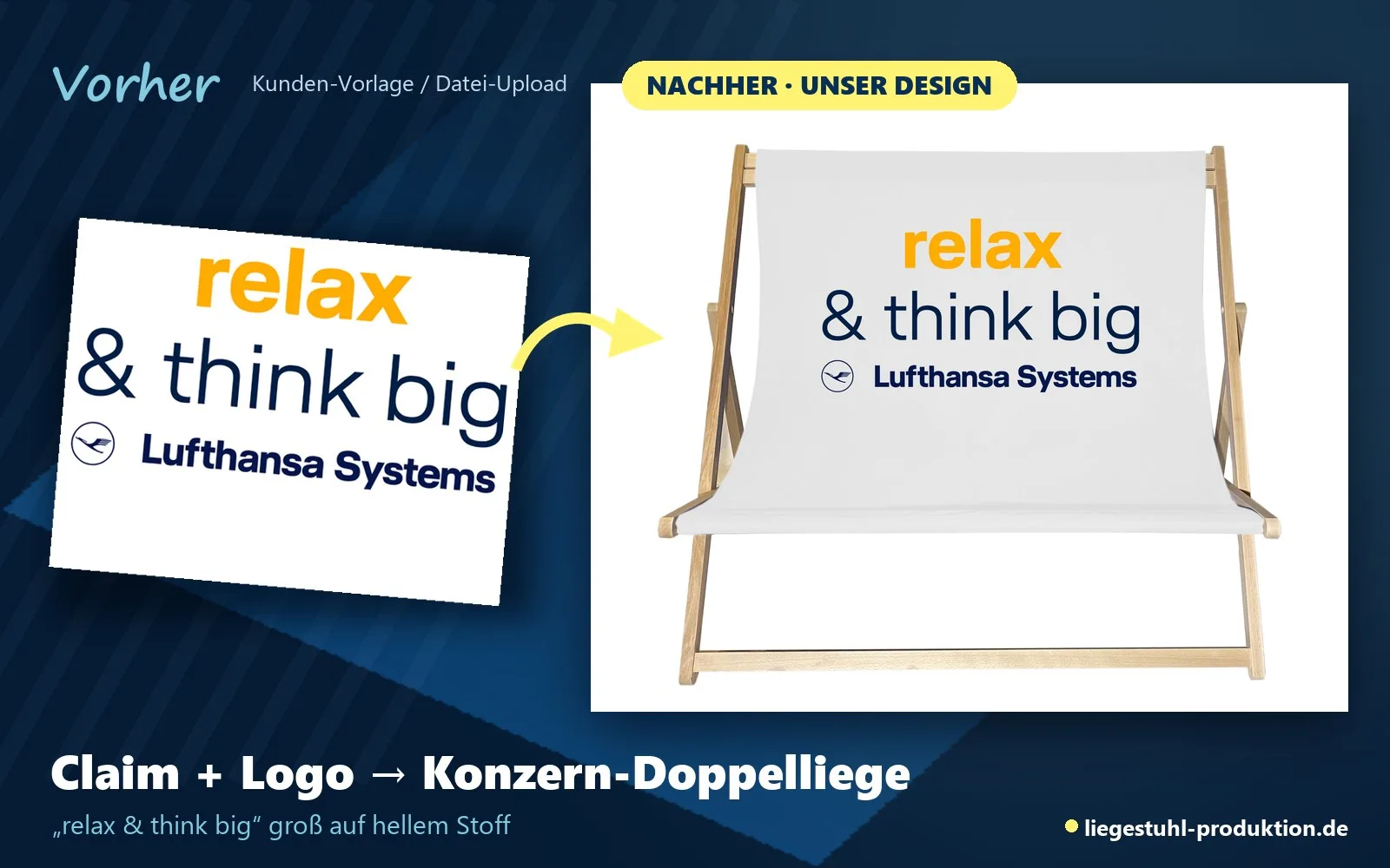 Vorher: Logo mit Claim. Nachher: FOFFTEIN mit Claim und Logo