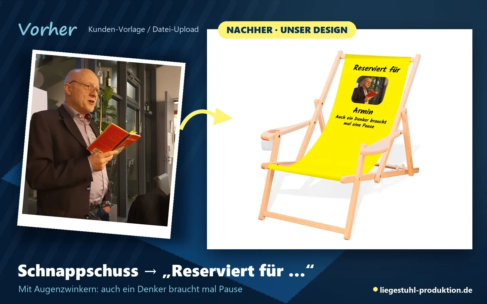 Vorher: Schnappschuss. Nachher: Admiral mit Reserviert-Layout