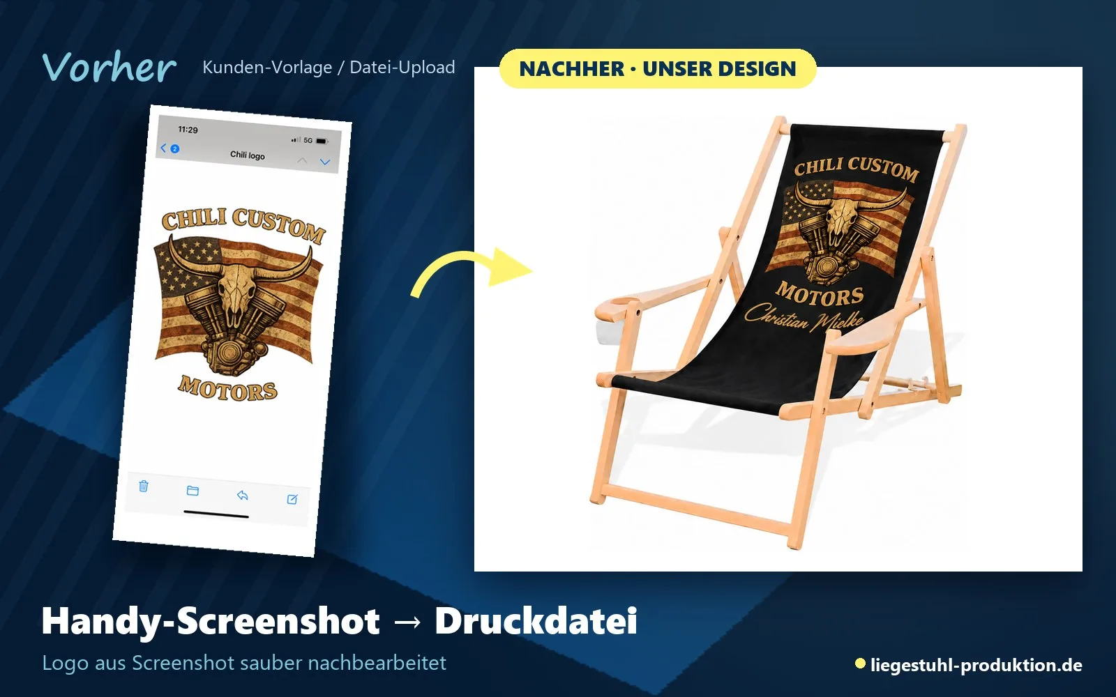 Vorher: Screenshot eines Logos. Nachher: Admiral mit nachgebautem Logo