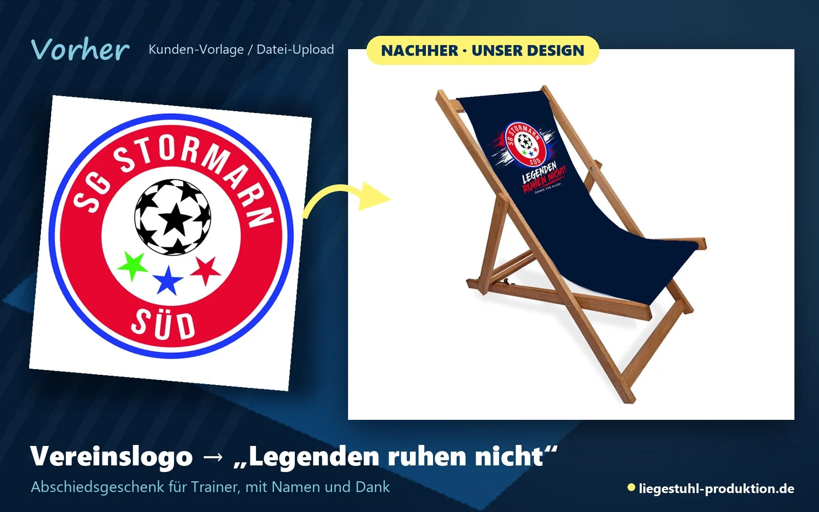 Vorher: Vereinslogo. Nachher: Tallymann als Abschiedsgeschenk