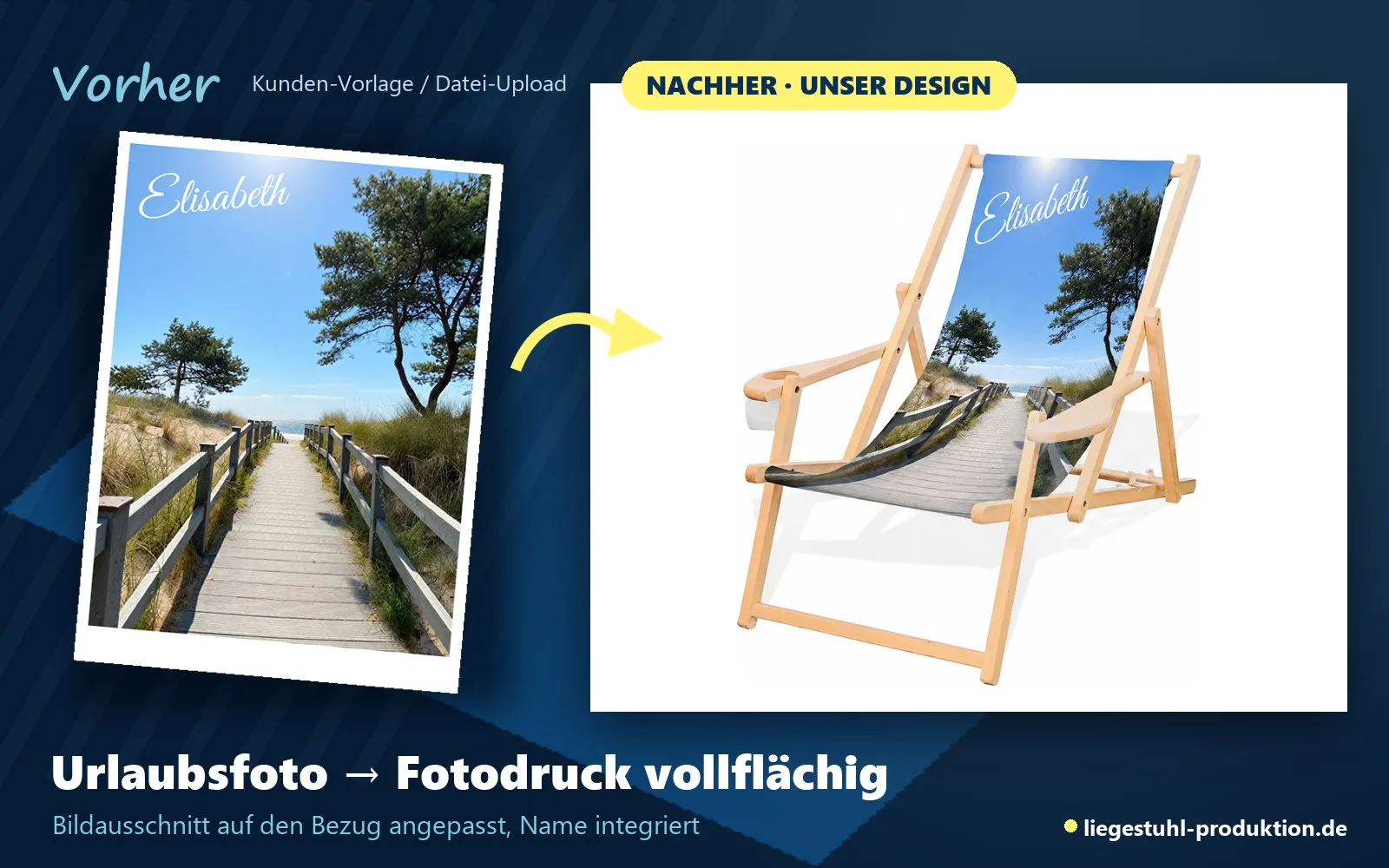 Vorher: Urlaubsfoto. Nachher: Admiral mit vollflächigem Fotodruck